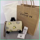 New Coach Corner Zip Wristlet Yellow Lemon Print Canvas Cbb80 Retail Bag Nwt  88