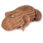 Wicker Frog Basket Vintage Mcm Large Marble Eyes Boho Mid Century Magazine