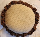 1980s Quilt-look Circle Boutique Pillow Chair Bed Floral Ruffled Brown
