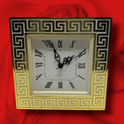 Vintage Y2k Greek Key Clock Gold Tone Desk Shelf Mantel Neoclassical Glam