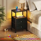 Furologee Nightstands Set Of 2 End Tables Charging Station And Led Lights Black