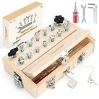 Montessori Busy Board Screwdriver Set Wooden Tool Toy With Lock And Key For 3 4