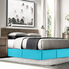 Solid Luxury Pleated Tailored Bed Skirt - 14    Drop Dust Ruffle  King -beach Blue