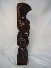 Vtg 14 In Maori Carved Wood Tiki Statue Paua Mother Pearl Shell Eyes New Zealand