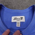 Seven7 Shirt Womens Medium Blue Thermal Waffle Knit Long Sleeve Top Crewneck