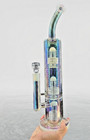16  Heavy Thick Iridescent Glass Water Pipe W skull Herb Catcher Premium Durable