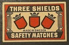 Travelstamps  Sweden Matchbox Label -    three Shields    Safety Matches