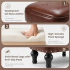 Ottoman Leather Footrest vintage Footstool thickened Foam Upholstered Brown