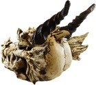 Oversized Dragon Skeleton Fossil Skull With Horns And Razor Teeth Statue 27  L