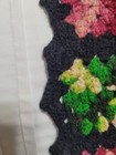 Vtg Crocheted Black Granny Square Afghan Throw 42 x64    Vibrant Colors 