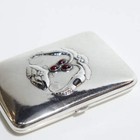 Estate Georg Jensen Sterling Silver   Garnet Cigarette Case No 75b