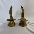 Vintage Sculptural Solid Brass Seagull Modernist Bookends Mid-century Mcm Pair