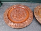 2 Vintage Carved Wooden Plates