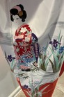 Vintage Japanese Kimono Robe Red Satin Geisha Pagoda Loungewear Jacket Haori Os