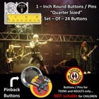 80 s Heavy Metal Buttons Set-of-24 - Iron Maiden Saxon Judas Priest Motorhead   