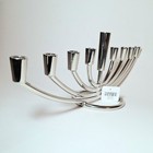 Crate   Barrel Menorah 9-branch Jewish Hanukkah Candle Holder  Nickel  new  Nwt