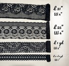 Vintage Black Lace Trim Edging Lot Edging Sewing Craft 6 Yards 70-80s