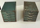 Qty 2  Vintage Wards Master Quality Metal Green 4 Drawer Parts Cabinet Tool Box 