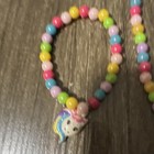 Unisex Kids Multicolor Plastic Bead Necklace   Bracelet Set Unicorn Charm