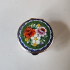 Vintage Italian Floral Micro Mosaic Pill Box Silve Tone Hinged Trinket Case 1 