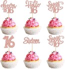 30pcs 16th Birthday Cupcake Toppers Sixteen Happy 16th Cupcake Picks Cheers T   