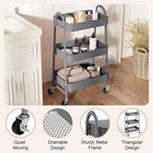3 Tier Metal Rolling Cart Lockable Wheels Heavy Duty Utility Storage Shelf Grey