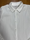 Calvin Klein White Long Sleeve Dress Shirt Women Size Med- Shear Sleeve  Layered