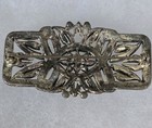 Estate Vtg Art Deco Rhinestone Brooch Ornate  Rectangle Pin Silver Tone