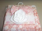 Nwt Danbar Soft Baby Blanket 30x40  Floral Pink White  2 Head Wraps Gift Set