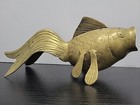 Vintage Brass Metal Koi Fish Statue 13  Mcm Style