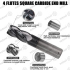 2pcs 4 Flute 3 4  X  1-1 2  X 4  Solid Carbide End Mill - Altin Coated New