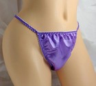 Lilac Satin Thong String Bikini Panties 