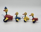 Vintage Fisher Price Wooden Ducks Pull Toy Mama Duck 3 Babies Quacky Family 50s