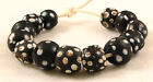 13 Old Venetian Glass Fancy Black Skunk Eye Lampwork African Trade Beads