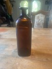 Vintage Amber Glass Apothecary Bottle Nsmcco Soda Fountain Drugstore Medicine