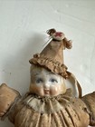 Vintage Antique Doll Sewing Pin Cushion Porcelain Face Original Approx  9 1 2   