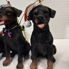 Lot Of 3 Rottweiler In Santa Hat Lights Christmas Tree Ornament Dog 3 5   