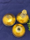 Set Of 3 Hand Painted Gold Glass Vanity dresser Jars Perfume powder    Vase