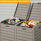 62 Gal Outdoor Large Resin Trash Bins Dual Compartments Classified Garbage Cans 