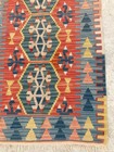 Vintage Traditional Handmade Turkish Geometric Wool Kilim Floor Rug 123x75 Cm