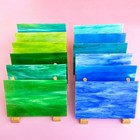 Illuckai 12 Sheets Blue green Stained Glass Sheets Variety Pack  6 X 4 Inch S   