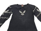 Harley-davidson Black Long Sleeve Eagle Chain Graphic Shirt Sz L See Measurement