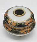 Vintage Nippon Porcelain Hair Receiver  Floral  Muted Pattern  Gold Detail