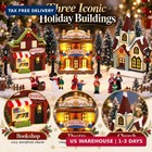 Christmas Village Sets  24 Pcs Lighted Christmas Village Houses   Figurines Acce