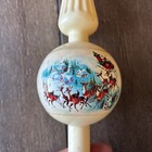 Vtg Christmas Tree Topper Santa Reindeer 12  Cream White Plastic