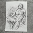 Original Graphite Nude Male Painting     Fine Art Drawing
