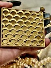 Vtg Rare Gold Goddess Powder Compact W Rhinestones Makeup Case Add 2 Collection