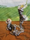 Vintage Hudson Pewter Children Around Camp Fire Scene