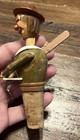 Vintage Anri Carved Wood Cork Bottle Stopper   Antique Animated Mechanical Man