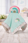 Douglas Baby Rainbow Lovey Security Blanket Aqua Blue Plush Satin Trim Comfort
